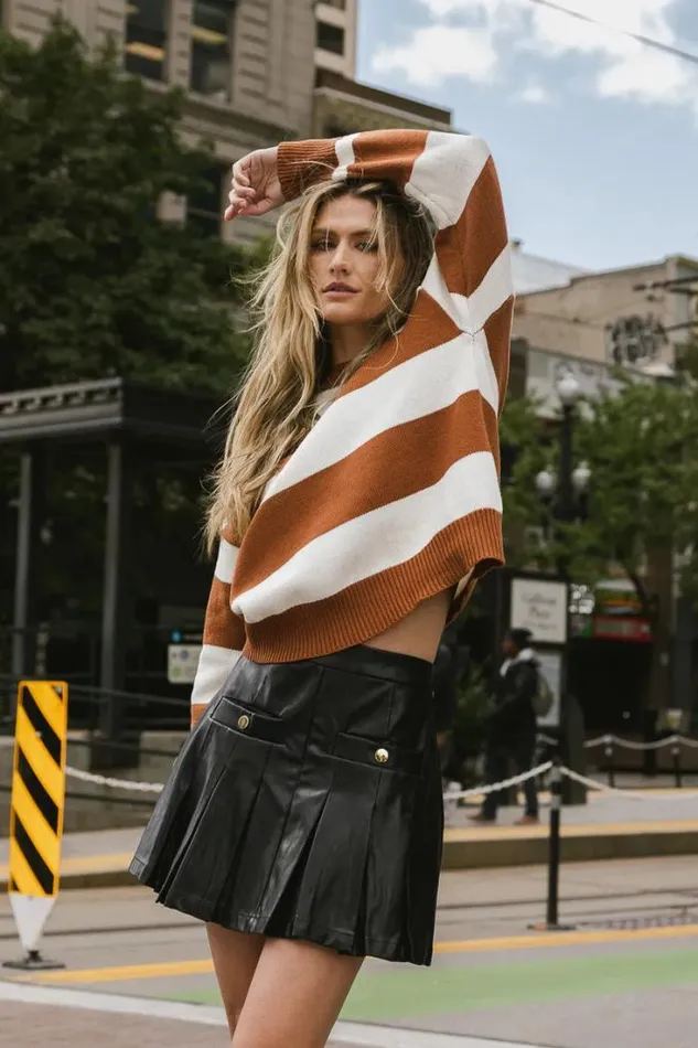 Bohme Tops Micah Striped Sweater In Brown Brown 8211 Women