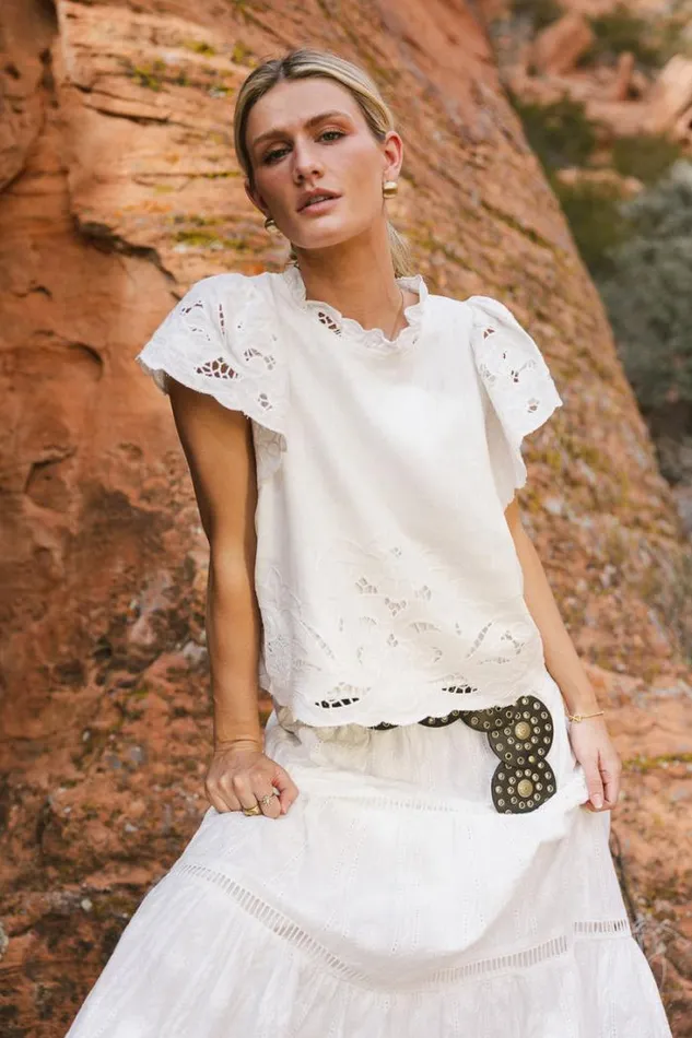Bohme Tops Myra Embroidered Blouse In Ivory Ivory 8211 Women