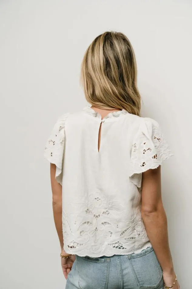 Bohme Tops Myra Embroidered Blouse In Ivory Ivory 8211 Women