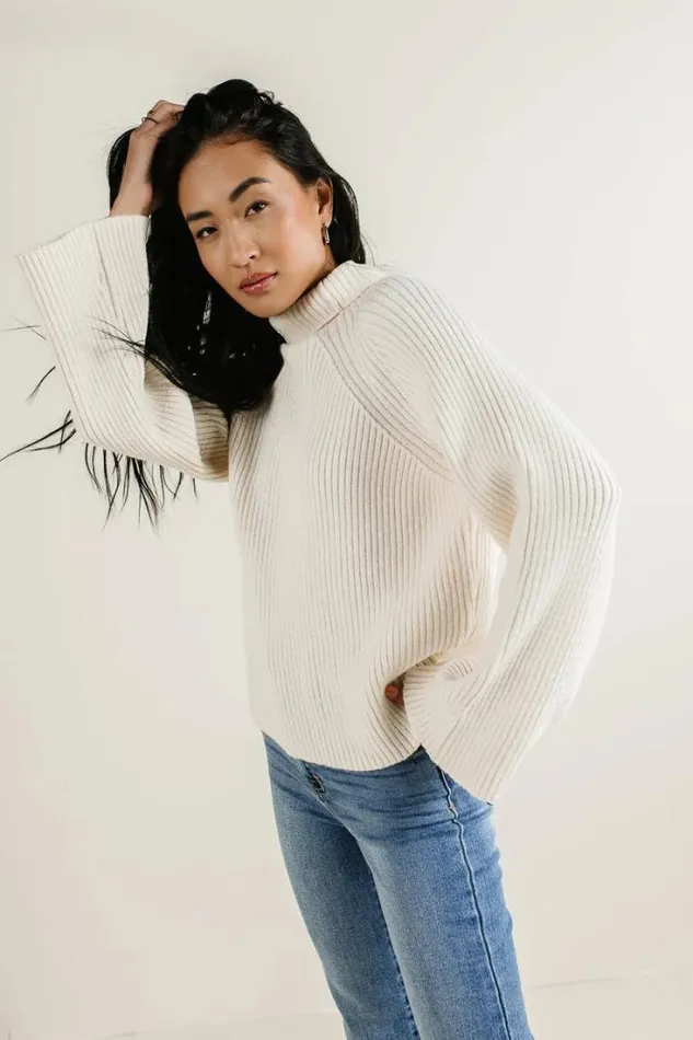Bohme Tops Paige Mock Neck Sweater In Off White Off White 8211 Women