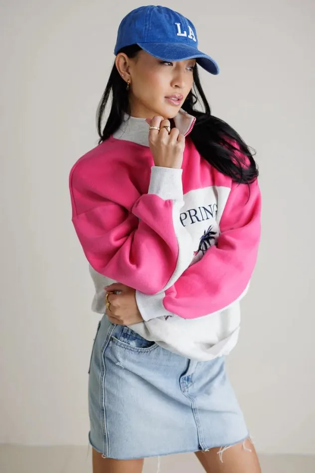 Bohme Tops Palm Springs Quarter Zip Pink 8211 Women