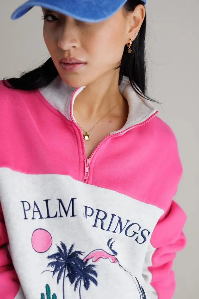 Bohme Tops Palm Springs Quarter Zip Pink 8211 Women