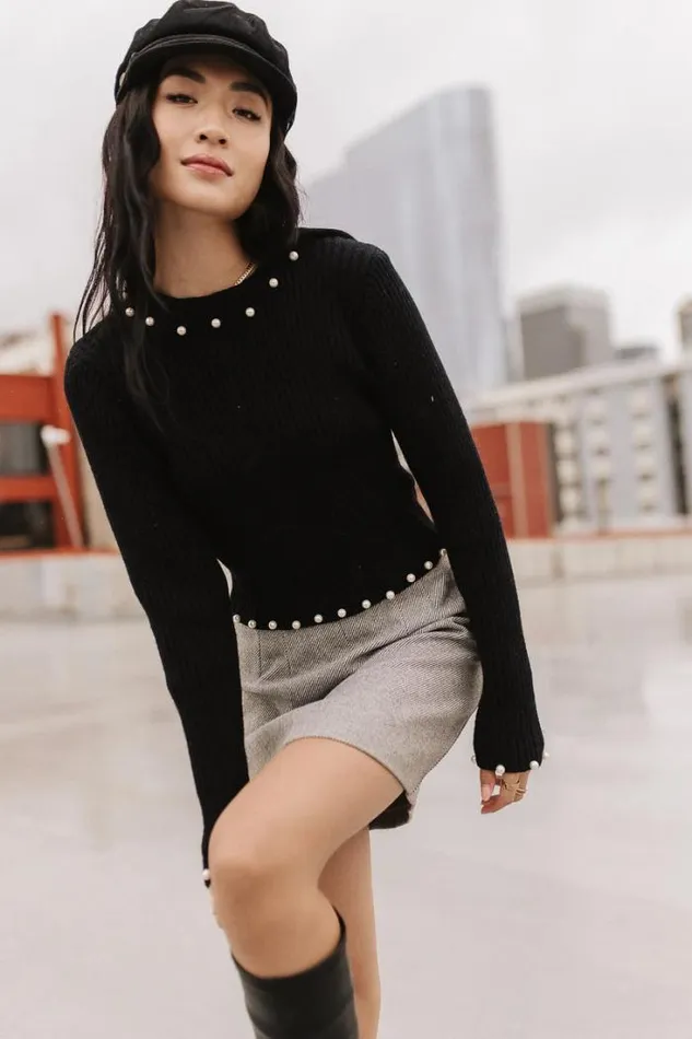 Bohme Tops Pearl Embellished Sweater In Black Black 8211 Women
