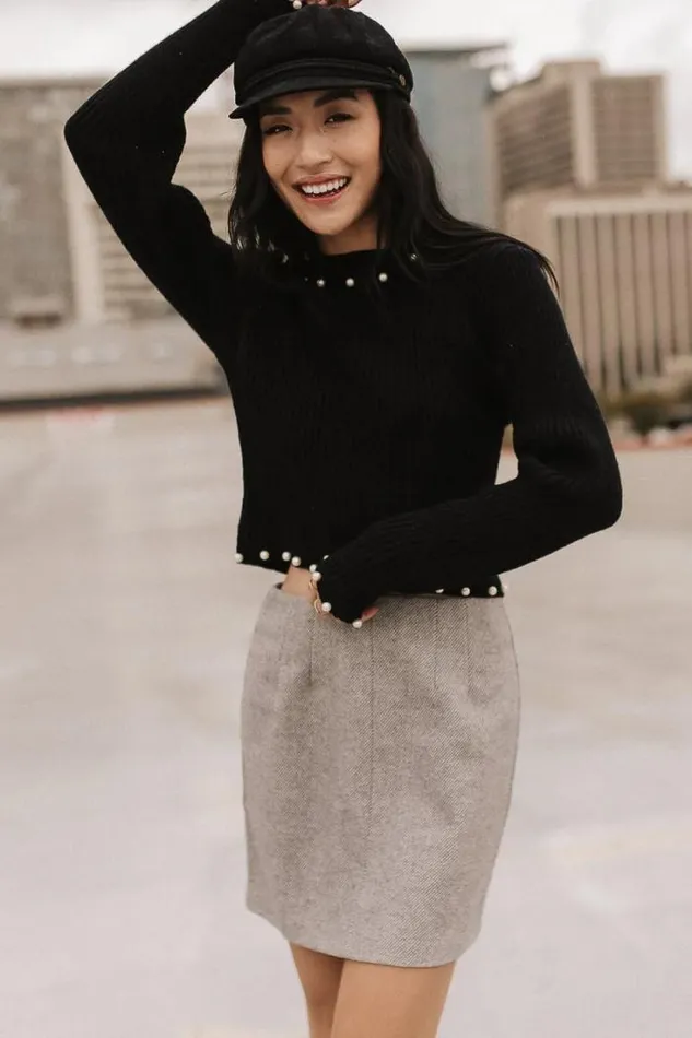 Bohme Tops Pearl Embellished Sweater In Black Black 8211 Women