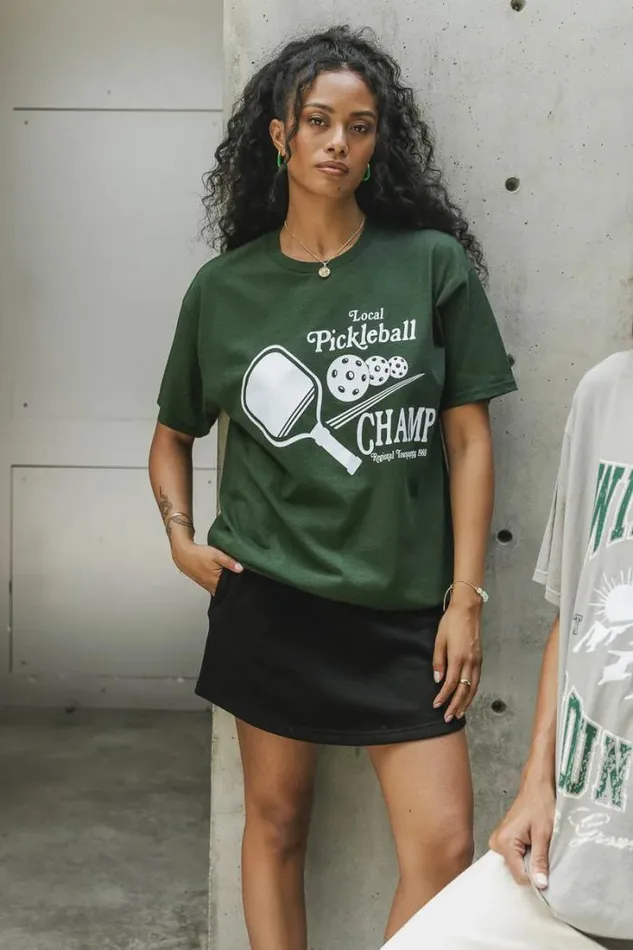 Bohme Tops Pickleball Graphic Tee 8211 FINAL SALE Green 8211 Women