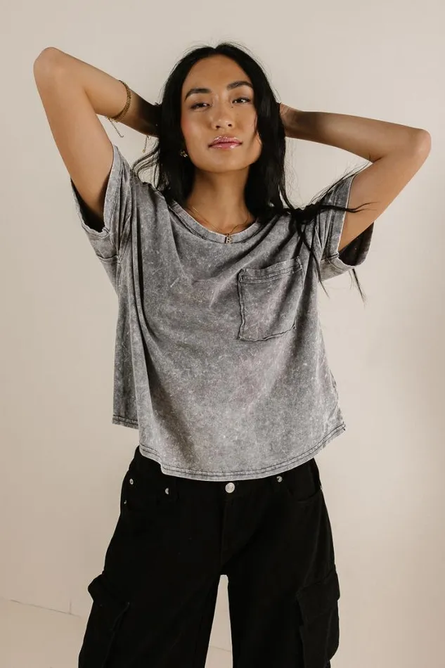 Bohme Tops Raina Washed TShirt In Charcoal Charcoal 8211 Women Bohme Tops Raina Washed TShirt In Charcoal Charcoal 8211 Women