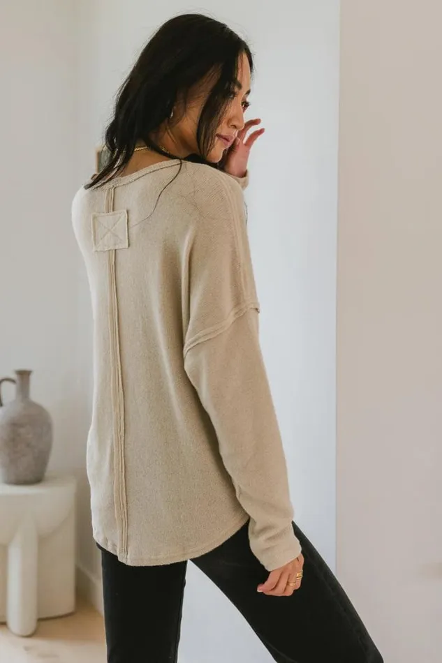 Bohme Tops Reed VNeck Knit Top In Khaki 8211 FINAL SALE Khaki 8211 Women Bohme Tops Reed VNeck Knit Top In Khaki 8211 FINAL SALE Khaki 8211 Women