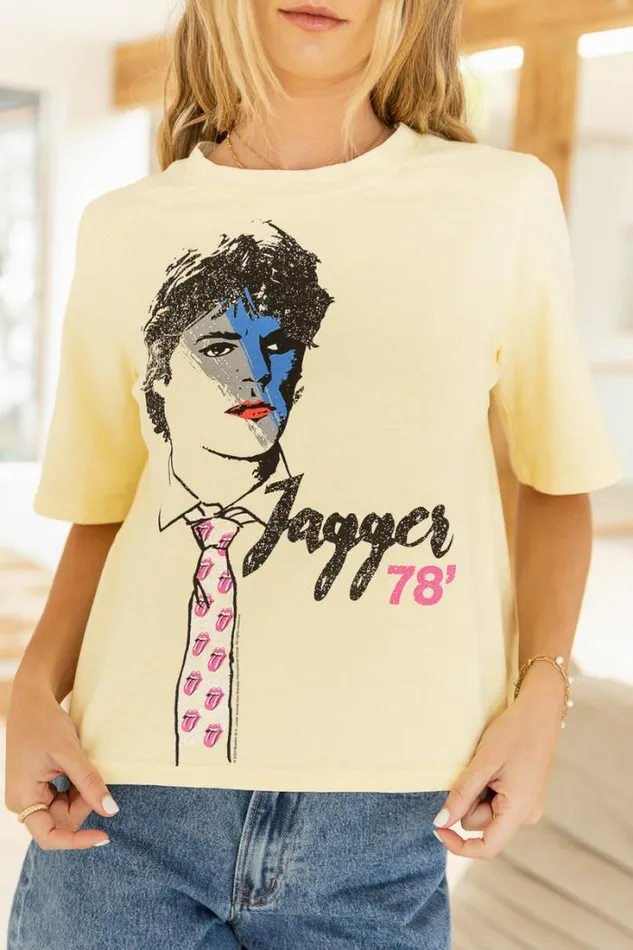 Bohme Tops Rolling Stones Jagger Tee 8211 FINAL SALE Yellow 8211 Women Bohme Tops Rolling Stones Jagger Tee 8211 FINAL SALE Yellow 8211 Women