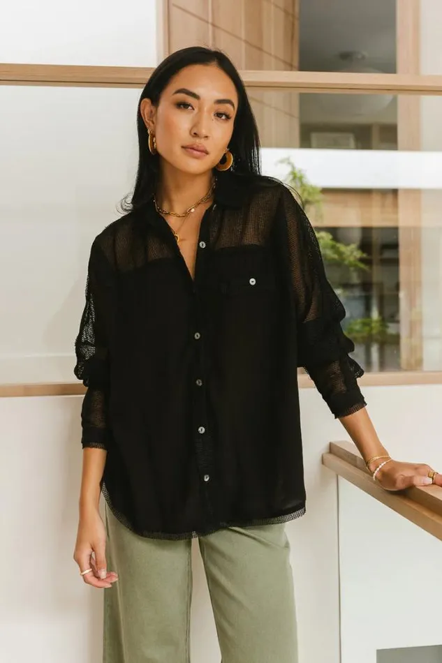 Bohme Tops Victoria Contrast Button Up In Black 8211 FINAL SALE Black 8211 Women