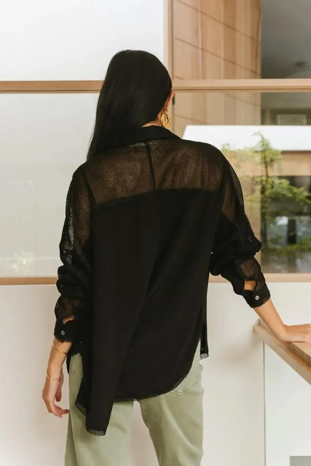Bohme Tops Victoria Contrast Button Up In Black 8211 FINAL SALE Black 8211 Women Bohme Tops Victoria Contrast Button Up In Black 8211 FINAL SALE Black 8211 Women