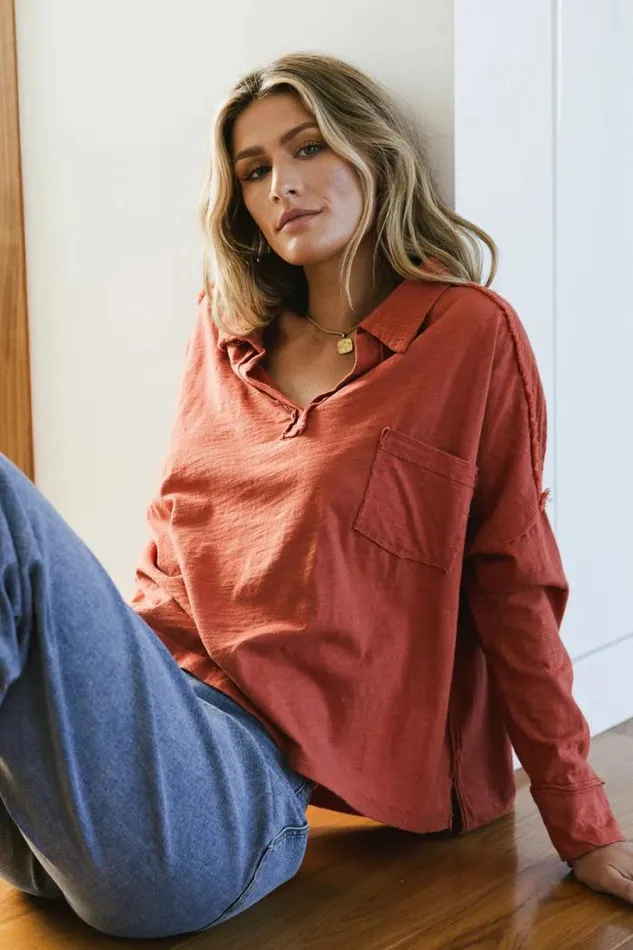 Bohme Tops Vittoria Oversized Top In Rust 8211 FINAL SALE Rust 8211 Women Bohme Tops Vittoria Oversized Top In Rust 8211 FINAL SALE Rust 8211 Women