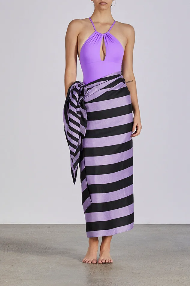 BONDI BORN Cover Ups Maroma Sarong Skirt 8211 Purple Stripe 8211 Women