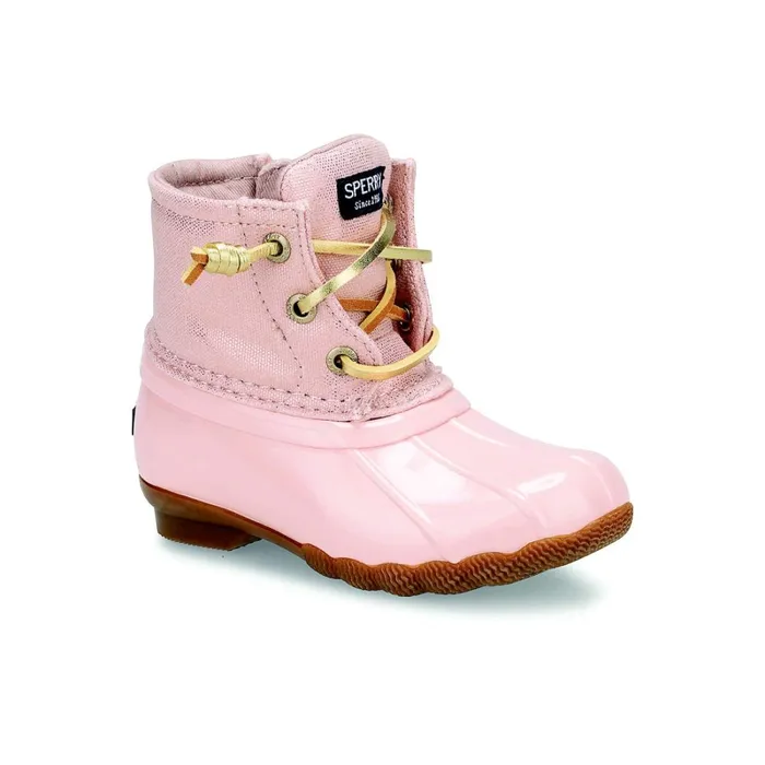 Boots Kids Sperry Little Kid039s Saltwater Sparkle Duck Boot Blush Shimmer