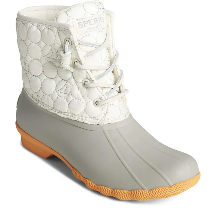 Boots Women Sperry Saltwater Circle Nylon Duck Boot White