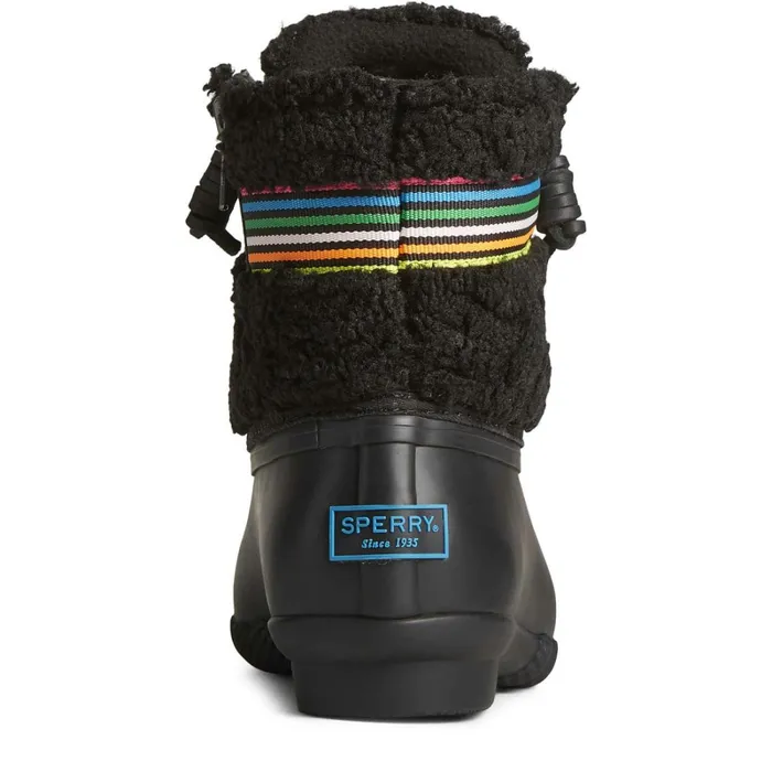 Boots Women Sperry Saltwater Rainbow Sherpa Duck Boot Black