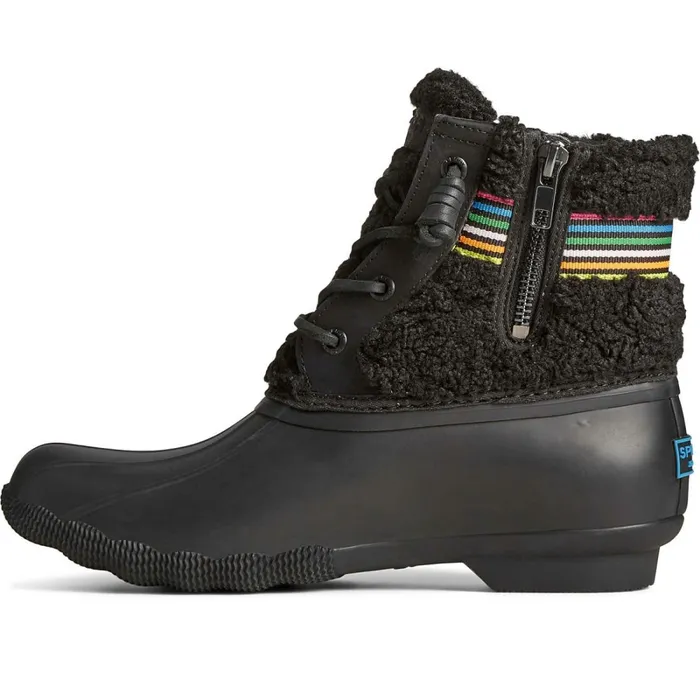 Boots Women Sperry Saltwater Rainbow Sherpa Duck Boot Black