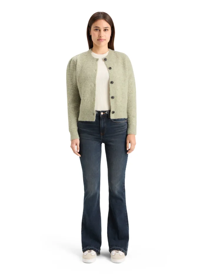 BOUCL CREW NECK CARDIGAN Washed Sage Melange Women Scotch and Soda Knitwear