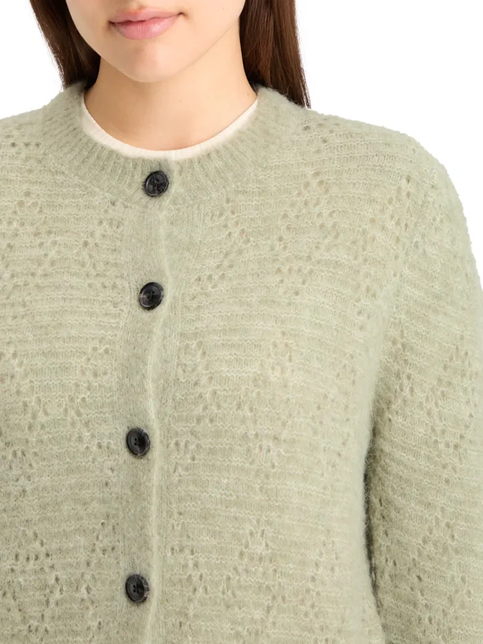 BOUCL CREW NECK CARDIGAN Washed Sage Melange Women Scotch and Soda Knitwear