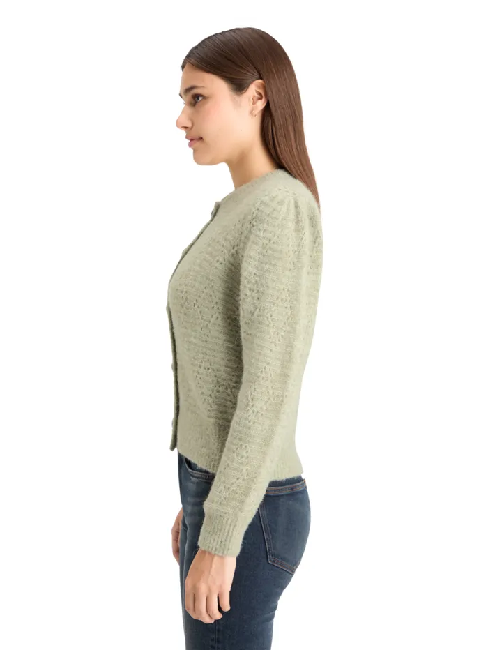 BOUCL CREW NECK CARDIGAN Washed Sage Melange Women Scotch and Soda Knitwear
