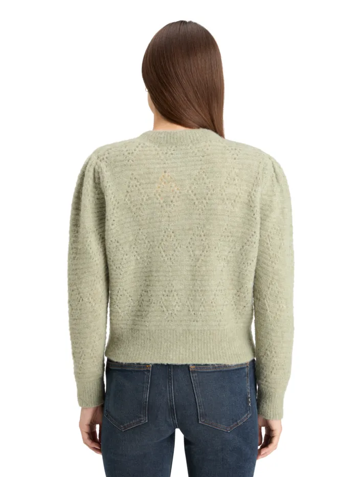 BOUCL CREW NECK CARDIGAN Washed Sage Melange Women Scotch and Soda Knitwear