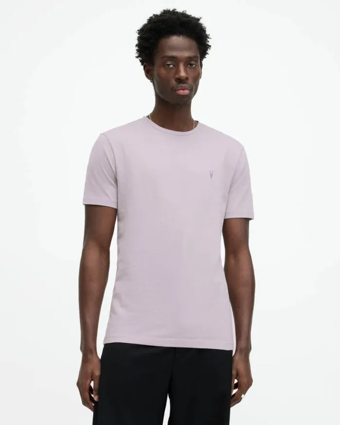 Brace Brushed Cotton Contrast TShirt Smokey Lilac Men AllSaints TShirts