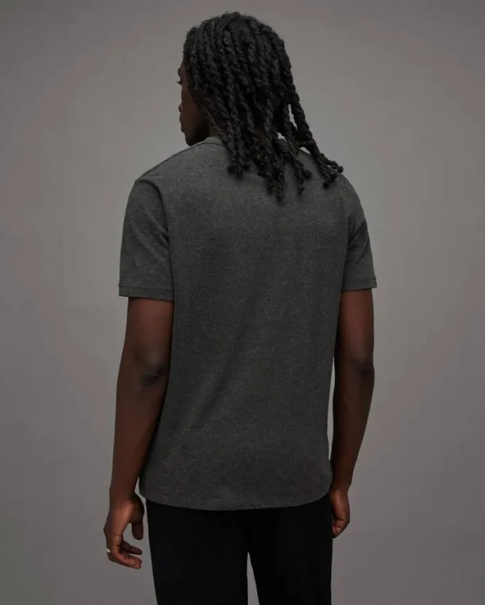 Brace Brushed Cotton Crew Neck TShirt Charcoal Marl Men AllSaints TShirts
