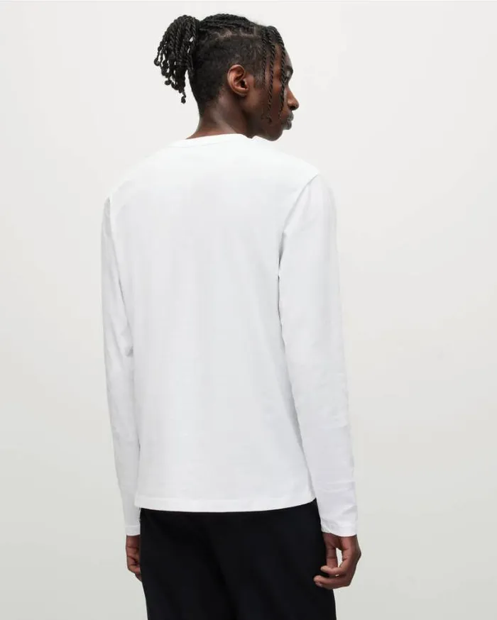 Brace Tonic Long Sleeve Crew TShirt Optic White Men AllSaints TShirts