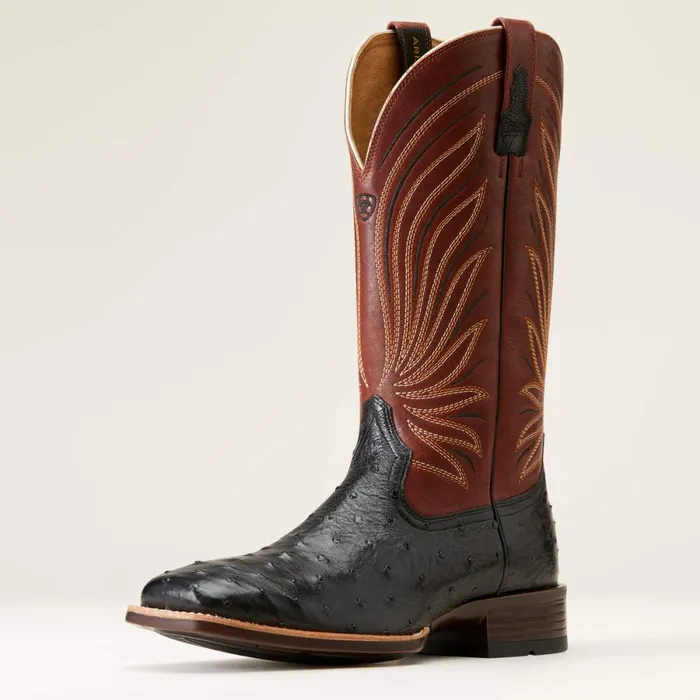 Brandin039 Ultra Western Boot Jet Black Full Quill Ostrich Men Ariat Western Boots