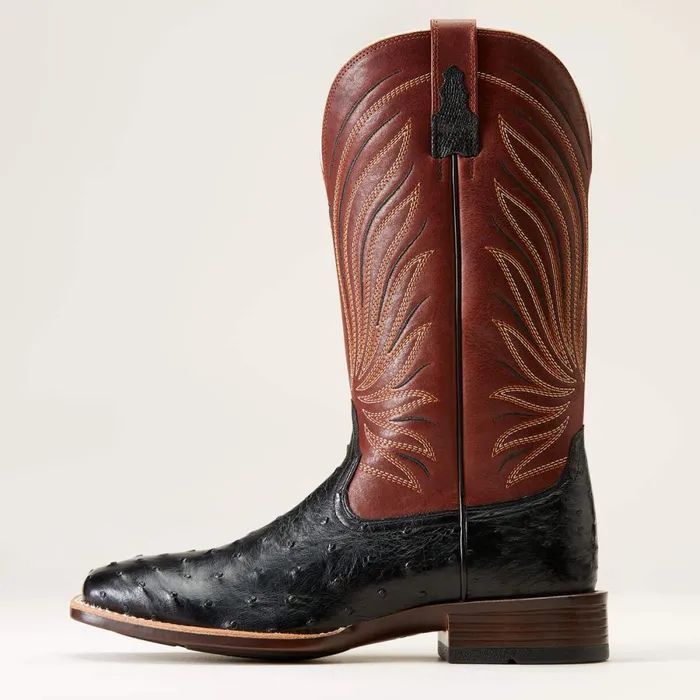 Brandin039 Ultra Western Boot Jet Black Full Quill Ostrich Men Ariat Western Boots