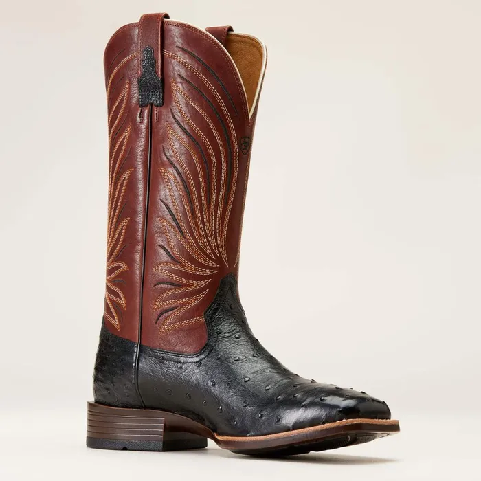 Brandin039 Ultra Western Boot Jet Black Full Quill Ostrich Men Ariat Western Boots