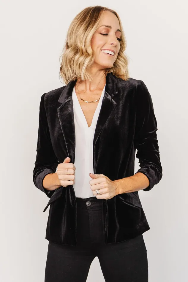 Brinton Velvet Blazer Black Women Baltic Born Outerwear