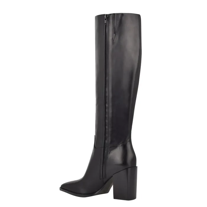 Brixe Heeled Boots Black Leather Women Nine West Boots and Booties Brixe Heeled Boots Black Leather Women Nine West Boots and Booties