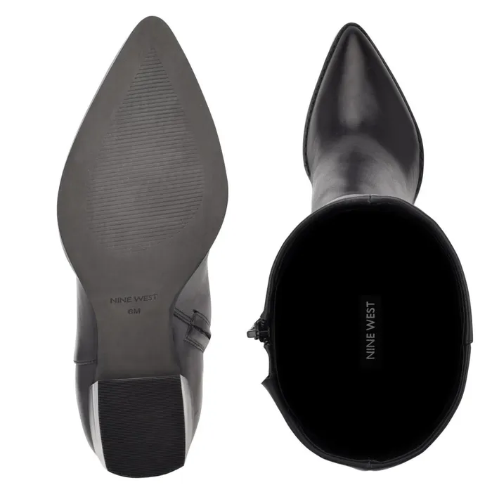 Brixe Heeled Boots Black Leather Women Nine West Boots and Booties Brixe Heeled Boots Black Leather Women Nine West Boots and Booties