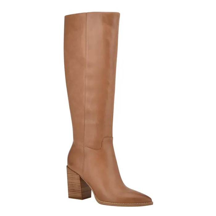 Brixe Heeled Boots Medium Natural Leather Women Nine West Boots and Booties Brixe Heeled Boots Medium Natural Leather Women Nine West Boots and Booties