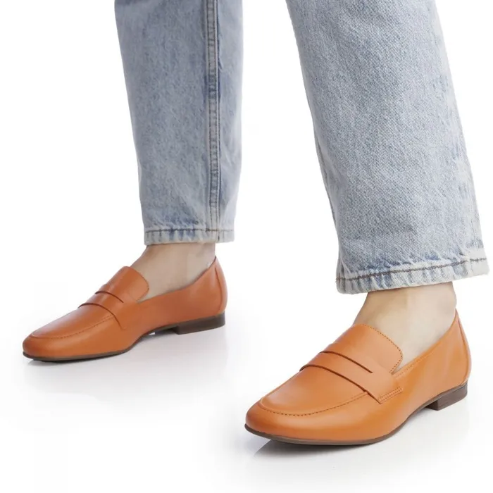 Brogues And Loafers Women Moda In Pelle Adelyn Orange Leather