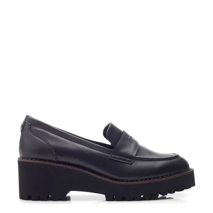 Brogues And Loafers Women Moda In Pelle Florette Black Leather