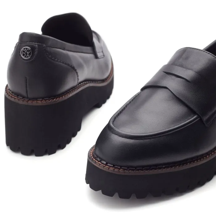Brogues And Loafers Women Moda In Pelle Florette Black Leather