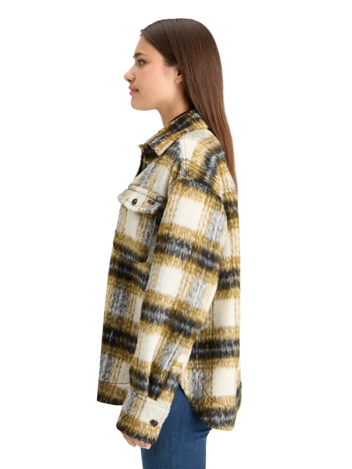BRUSHED CHECK WOOL MIX SHIRT JACKET Olive Check Women Scotch and Soda Jackets and Coats BRUSHED CHECK WOOL MIX SHIRT JACKET Olive Check Women Scotch and Soda Jackets and Coats