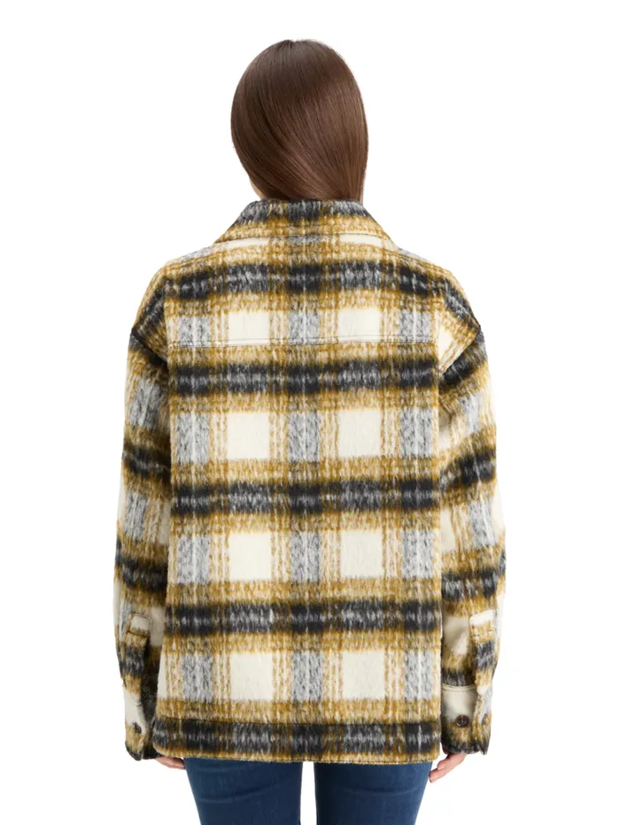 BRUSHED CHECK WOOL MIX SHIRT JACKET Olive Check Women Scotch and Soda Jackets and Coats BRUSHED CHECK WOOL MIX SHIRT JACKET Olive Check Women Scotch and Soda Jackets and Coats