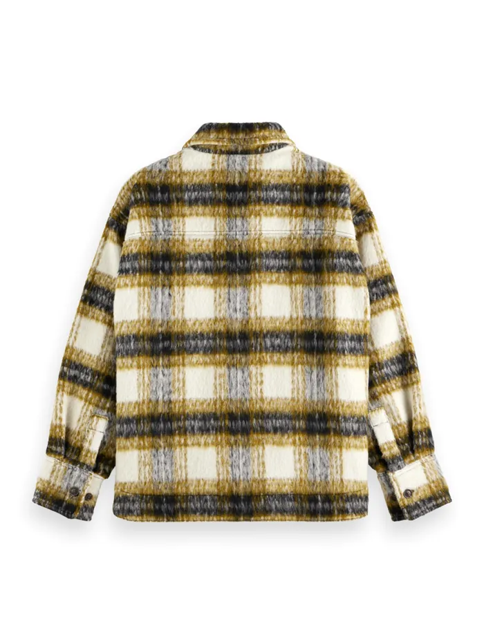 BRUSHED CHECK WOOL MIX SHIRT JACKET Olive Check Women Scotch and Soda Jackets and Coats BRUSHED CHECK WOOL MIX SHIRT JACKET Olive Check Women Scotch and Soda Jackets and Coats