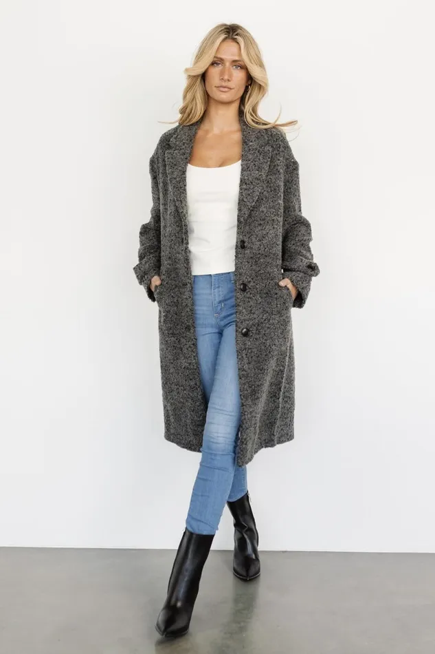 Burke Boucle Coat Charcoal Women Baltic Born Outerwear
