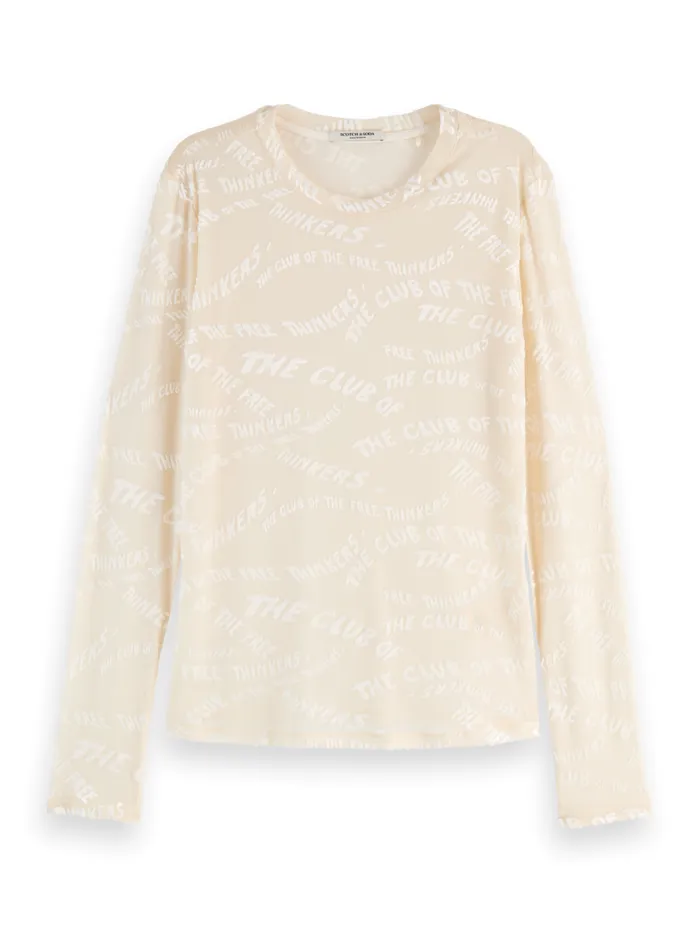BURN OUT AOP LONG SLEEVE TSHIRT Soft Ice Women Scotch and Soda Tops and TShirts BURN OUT AOP LONG SLEEVE TSHIRT Soft Ice Women Scotch and Soda Tops and TShirts