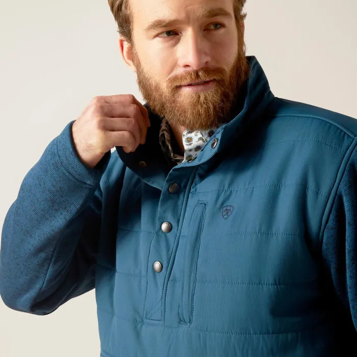 Caldwell Reinforced Snap Sweater Majolica Blue Men Ariat Sweatshirts and Hoodies