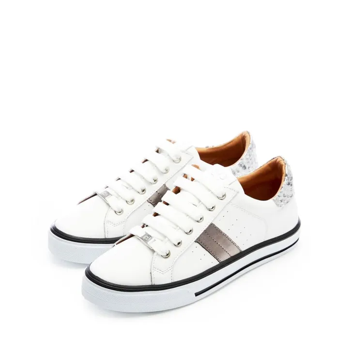 Casual Trainers Women Moda In Pelle Alberry White 8211 Pewter Leather