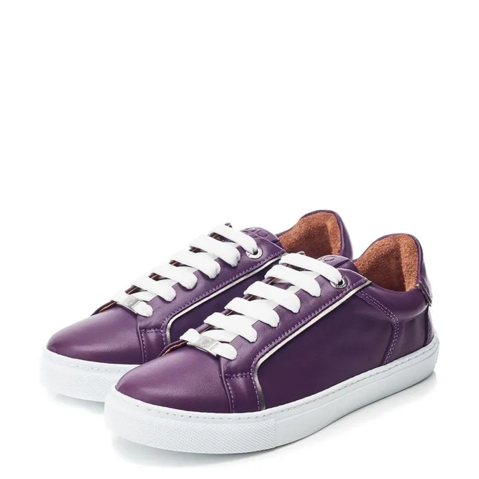 Casual Trainers Women Moda In Pelle Ales Purple Leather