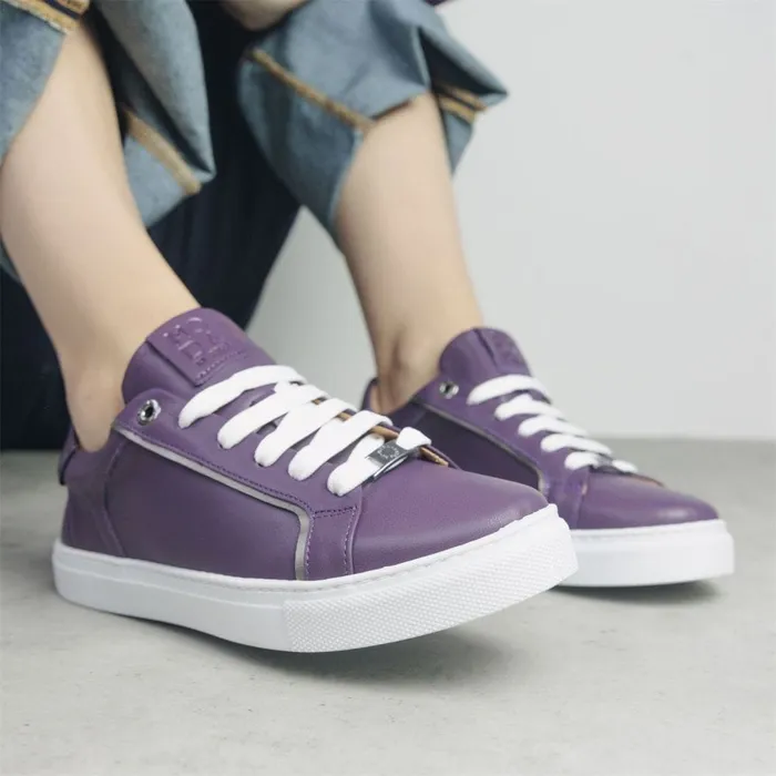 Casual Trainers Women Moda In Pelle Ales Purple Leather