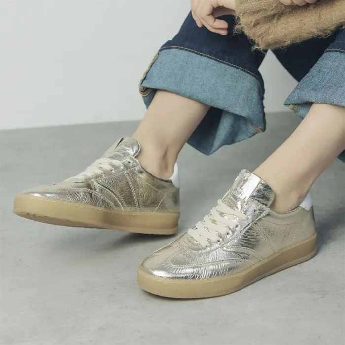 Casual Trainers Women Moda In Pelle Arii Gold Leather