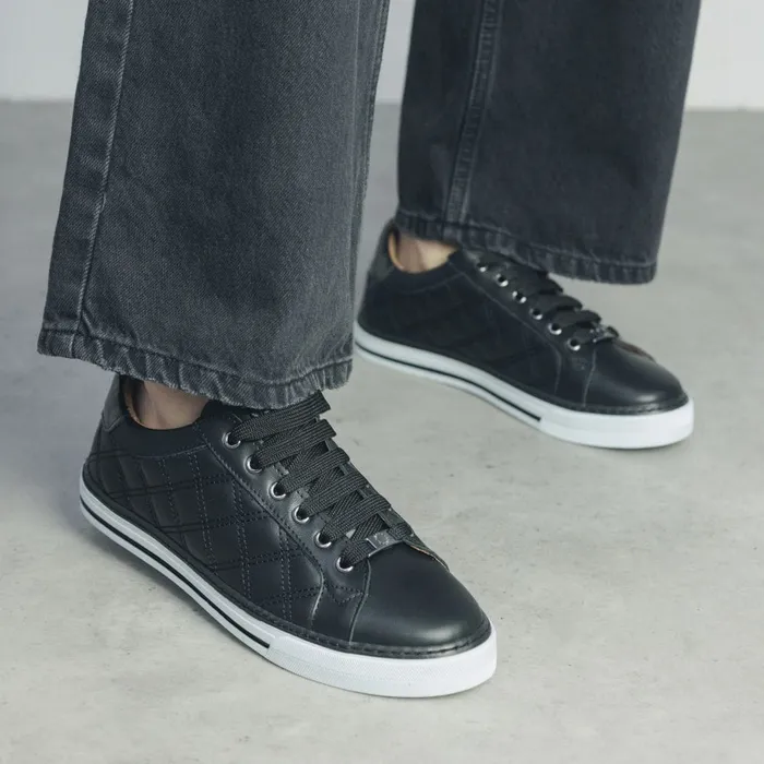 Casual Trainers Women Moda In Pelle Arzon Black Leather