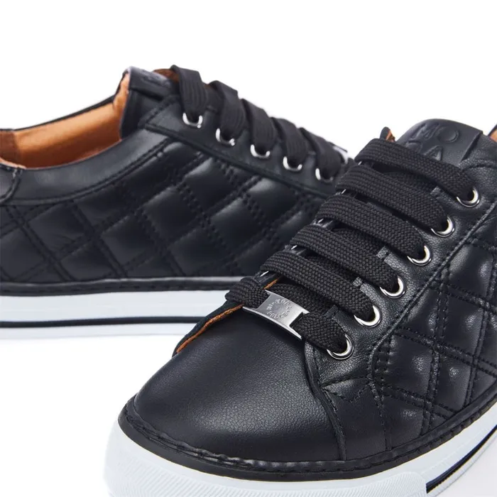Casual Trainers Women Moda In Pelle Arzon Black Leather