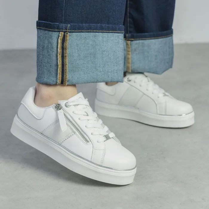 Casual Trainers Women Moda In Pelle Bacary White Porvair